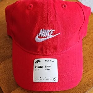 Nike Red Kids Club Cap with White Swoosh Size 4-7 NWT
